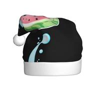 Gorro de Navidad de felpa para adultos, diseño de gotas de agua de HJFCZH con estampado de sandía, suave y cómodo para fiestas, bailes, Halloween