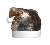 Gorro de Navidad de felpa para adultos, diseño de tren en el desfiladero con tacto suave para fiesta de Navidad