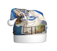Gorro de Navidad de felpa para adultos, diseño de WHJSHOP Santorini, isla griega, vista al mar, con tacto suave para fiesta de Navidad, adecuado para hombres y mujeres