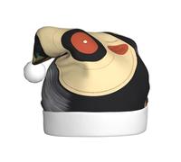 Gorro de Navidad de felpa para adultos, diseño vintage de HJFCZH con impresiones de discos de vinilo suave y cómodo para fiestas, bailes, Halloween