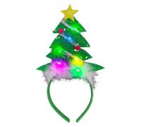 Gorro de Navidad Diadema Navidad Halloween Holiday Cute Hair Hoop Headwear for Kids Girls Women Children's And Adult Star Christmas Tree With Lights LED Headbands Cooling Ropas (Verde, One Size)