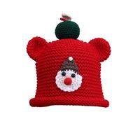 Gorro de Navidad para hombre y mujer, gorro de punto festivo, bonito gorro de dibujos animados, gorro de ganchillo con orejas de oso, gorro de lana de punto cálido para snowboard, O rojo., Talla única