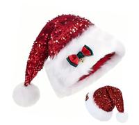 Gorro de Navidad | Sombrero con purpurina y de felpa, gorros grandes rojos de Papá Noel para mujeres | Para regalos de , manualidades, accesorios de fotografía, traje, Halloween