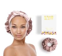 Gorro de Noche de Seda Rosa para Mujer, protección de la Fibra Capillar, Cuidado Natural para el Cabello seco - Extra Ancho - pañuelo par Dormir - Todos los Tipos de Cabello -Night Silk Sleeping Cap