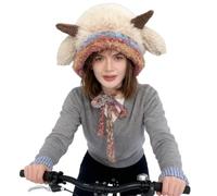 Gorro de orejas de animal | Ajuste elástico cálido | Gorro de animal de peluche con orejas de oveja | para mujeres niñas damas adolescentes adultos desplazamientos escuela viajes ciclismo, caqui