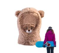 Gorro de oso, oso de peluche, protección auditiva integrada, resistente al viento, cubierta facial de oso, bufanda, regalo de cumpleaños para niños