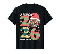 Gorro de Papá Noel con Forma de Bola de Discoteca Groovy Happy New Year 2026 para niños Camiseta