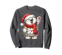 Gorro de Papá Noel con Luces de Navidad para niños y niñas Sudadera, Unisex para Adultos, Jaspeado Oscuro, M