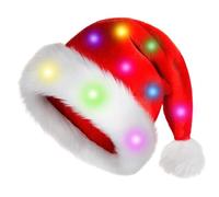 Gorro De Papá Noel De Felpa - Divertidos Gorros Navideños | Gorro De Navidad,Sombreros De Chŕistmas LED Con Luces, Gorřo De Punto Con Patrón De Reno Intermitente Para Niños Adultos Niños Niñas, Que Br