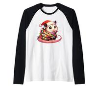 Gorro de Papá Noel Luces de Hadas de Navidad Zarigüeya Camiseta Manga Raglan