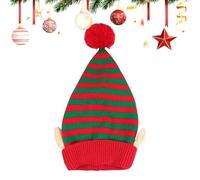 Gorro De Papá Noel: Rayas Festivas Con Oreja, Gorro De Elfo De Punto Largo Para Adultos, Goro Cálido De Papá Noel | Para Fiestas Navideñas, Reuniones Al Aire Libre, Cosplay, Festivales Familiares, Ce