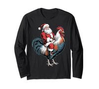 Gorro de Papá Noel Retro navideño con diseño de Gallo Vintage, Crazy Chicken Manga Larga