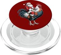 Gorro de Papá Noel Retro navideño con diseño de Gallo Vintage, Crazy Chicken PopSockets PopGrip para MagSafe