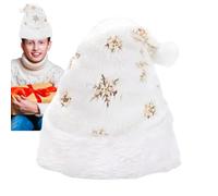 Gorro de Papá Noel suave para adultos, material de peluche, diseño de nieve brillante | Diseño suave y cómodo para eventos de fin de año y Navidad, una prenda de invierno que toda la familia