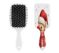 Gorro de Papá Noel y peine de masaje de Feliz Navidad para hombres y mujeres, cepillo de pelo largo, corto, fino, rizado, recto u ondulado, peine de cojín de aire con asa, regalo para mujeres