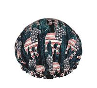 Gorro de pelo con dobladillo elástico reutilizable para mujer, gorro de baño patriótico con bandera estadounidense de Pitbull Galaxy, gorro de baño impermeable doble