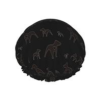 Gorro de pelo con dobladillo elástico reutilizable para mujer, gorro de ducha doble impermeable con corazón de perro Pitbull, gorro de baño