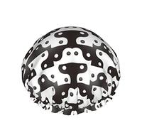 Gorro de pelo con dobladillo elástico reutilizable para mujer, gorro de ducha doble impermeable divertido de vaca Tai Chi, gorro de baño