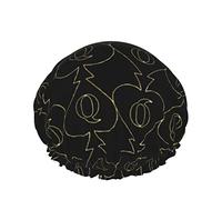 Gorro de pelo con dobladillo elástico reutilizable para mujer, gorro de ducha doble impermeable Golden Queen Of Spades, gorro de baño