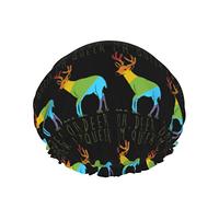 Gorro de pelo con dobladillo elástico reutilizable para mujer Oh Deer Im Queer divertido Orgullo Gay gorro de ducha impermeable doble gorro de baño
