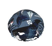 Gorro de pelo con dobladillo elástico reutilizable para mujer Save Killer Whale Navy DoubleWaterproof gorro de ducha gorro de baño