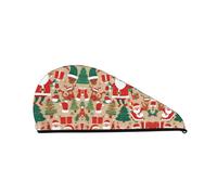 Gorro de pelo de secado rápido con diseño de Papá Noel, gorro de ducha colorido y moderno para mujer, gorro de ducha cómodo y elegante