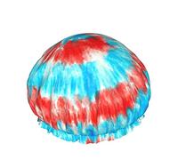 Gorro de pelo reutilizable con dobladillo elástico para mujer, gorro de ducha impermeable doble rojo y azul, gorro de baño