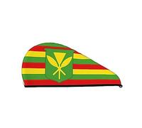 Gorro de pelo seco de terciopelo Coral con bandera hawaiana nativa para mujer, gorros para el pelo con botones para secar el cabello rizado largo y grueso, antiencrespamiento
