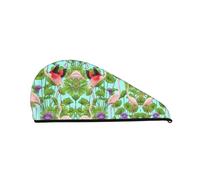 Gorro de pelo seco de terciopelo coral con flores de flamenco para mujer, conveniente para el hogar, viajes y fiestas en la piscina. Perfectamente pensado