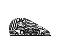 Gorro de pelo seco de terciopelo Coral con rayas blancas y negras para mujer gorros de pelo con botones para secar cabello rizado largo y grueso Anti Frizz