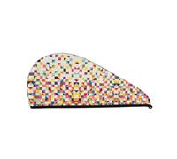 Gorro de pelo seco de terciopelo coral geométrico triangular para mujer, conveniente para el hogar, viajes y fiestas en la piscina. Perfectamente pensado
