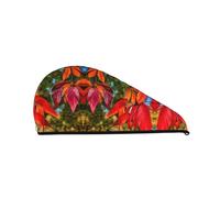 Gorro de pelo seco de terciopelo coral SamLng con hojas rojas y frutas, perfecto para el hogar, viajes, fiestas en la piscina, playas, baños y mucho más