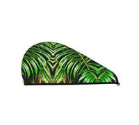 Gorro de pelo seco de terciopelo coral SamLng con hojas verdes de palmera, perfecto para el hogar, viajes, fiestas en la piscina, playas, baños y mucho más