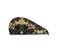 Gorro de pelo seco de terciopelo coral SamLng con textura de mármol negro, perfecto para el hogar, viajes, fiestas en la piscina, playas, baños y mucho más