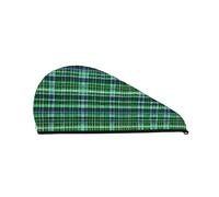 Gorro de pelo seco de terciopelo coral SamLng de tartán escocés azul y verde, perfecto para el hogar, viajes, fiestas en la piscina, playas, baños y mucho más