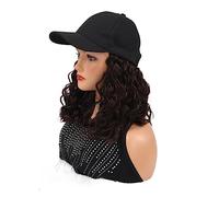 Gorro de peluca Gorra de béisbol sintética con extensiones de cabello Peluca de sombrero rubia recta ajustable for mujer Color marrón negro Sombrero de peluca(11)