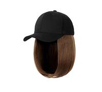 Gorro de peluca Gorra de béisbol sintética Peluca Peluca corta Sombrero negro Pelucas Gorra con cabello Bob Gorra de béisbol ajustable Sombrero de peluca(7)