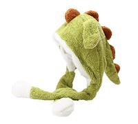 Gorro de Peluca Negro Sombrero de Dinosaurio Animal con Orejas Móviles de Felpa saltando al batir una gorra divertida para las mujeres niña vestir Cosplay fiesta de navidad esquí taza nariz hombre