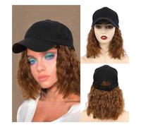 Gorro de peluca para mujer, gorro de peluca ondulado, gorra de béisbol, adecuado para fiestas temáticas diarias, conciertos, citas, gorras de peluca para mujer (04)