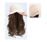 Gorro de peluca Pelucas de pelo resistente al calor de ondas rizadas naturales sintéticas largas con gorra de sombrero peluca de sombrero de conexión natural for mujeres Sombrero de peluca(4)