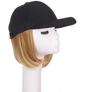 Gorro de peluca Pelucas de sombrero negro ajustables sintéticas Bob corto Peluca de gorra de béisbol recta Extensiones de cabello de conexión sin costuras for mujeres Sombrero de peluca(11)