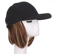 Gorro de peluca Pelucas de sombrero negro ajustables sintéticas Bob corto Peluca de gorra de béisbol recta Extensiones de cabello de conexión sin costuras for mujeres Sombrero de peluca(9)