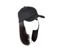 Gorro de peluca Sombrero con peluca for mujer, extensiones sintéticas, pelo corto y recto, conexión natural, gorra de béisbol, peluca ajustable con gorra Sombrero de peluca(9)