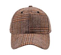 Gorro de peluca talla S clásico de perfil bajo de algodón a cuadros suaves no construidos tamaño ajustable sombrero de papá agujero (A, One Size)