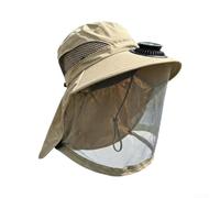 Gorro de pesca para hombre con ventilador solar integrado (500 mAh, negro)