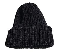 Gorro de pescador de punto acanalado Hip Hop con borde enrollable, gorro de terciopelo de felpilla elástica para mujer, sombreros de punto para mujer, color blanco, Negro, Talla única
