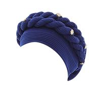 Gorro de pescador ligero, sombrero trenzado, gorro musulmán para el cáncer, gorro para dormir, con forro de satén, gorro de pescador para mujer, azul, Talla única