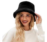 Gorro de pescador mullido para mujer, gorro de pescador de conocimiento superficial, cálido, suave, para invierno, gorro de pescador, gorro peludo con cadena, Negro, Talla única