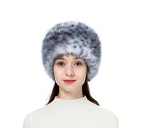 Gorro de piel sintética estilo cosaco para mujer con elástico para invierno, Gorros, talla única, leopardo gris, Leopardo Gris