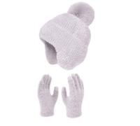 Gorro de piscina infantil Warm Cute Wool Hat Scarf Gloves Three Pieces Winter Knit Cap Screen Mittens Scarves Sets Hombre borde ancho, beige, Talla única